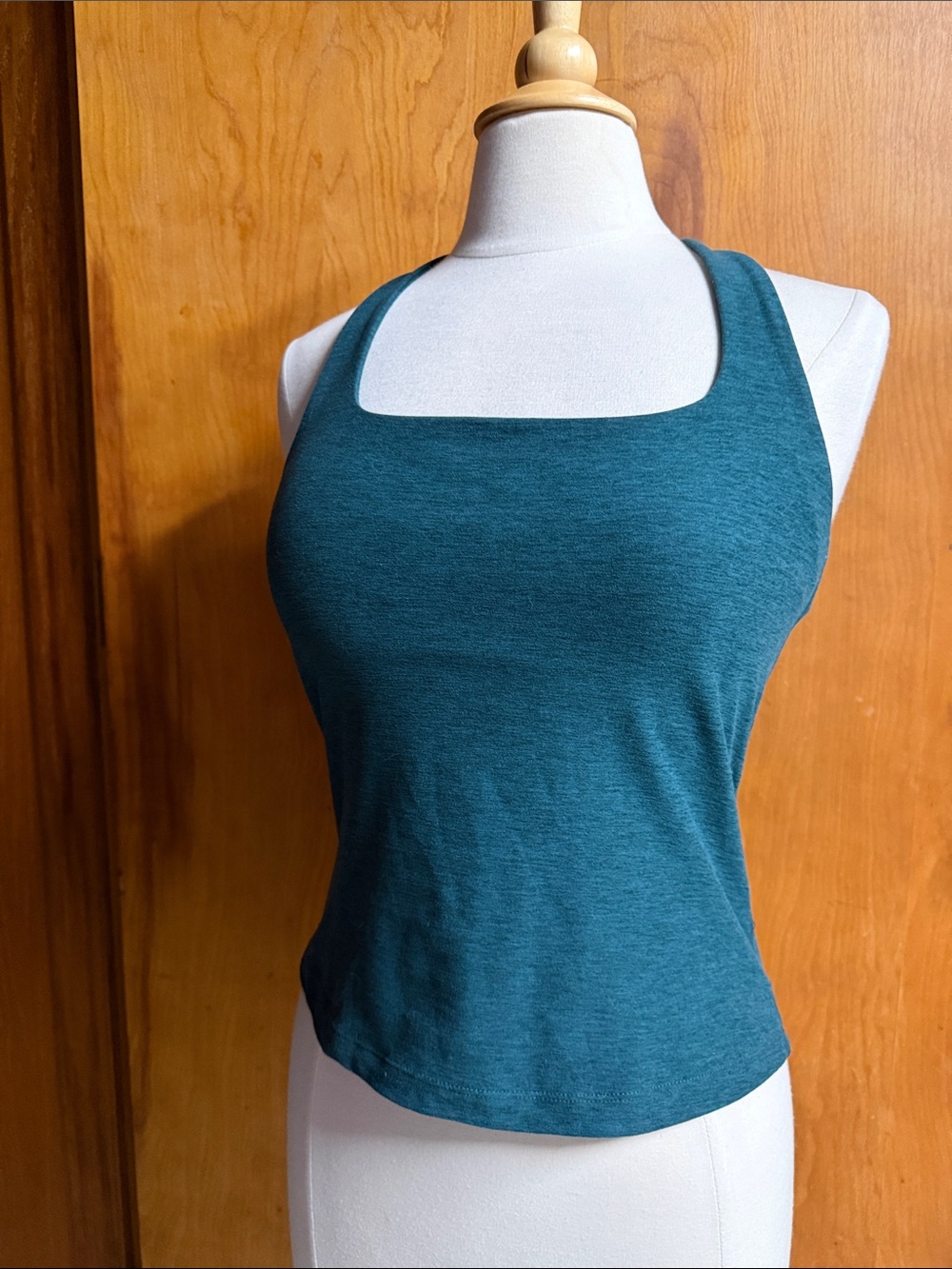 DANSKIN Teal Square-Neck Racerback Tank Top - Women MED built-in bra